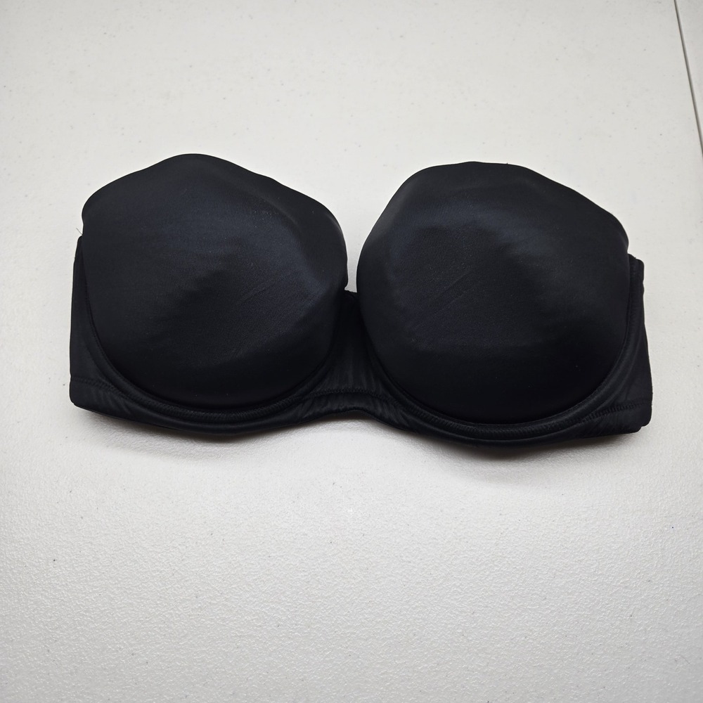 Cacique Women Bra 38DD Black Strapless Underwired Lightly Lined READ